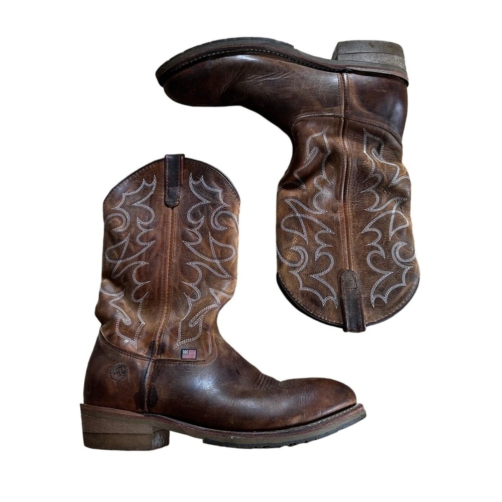 Double H Brown Leather Western Cowboy Boots Men's 12
